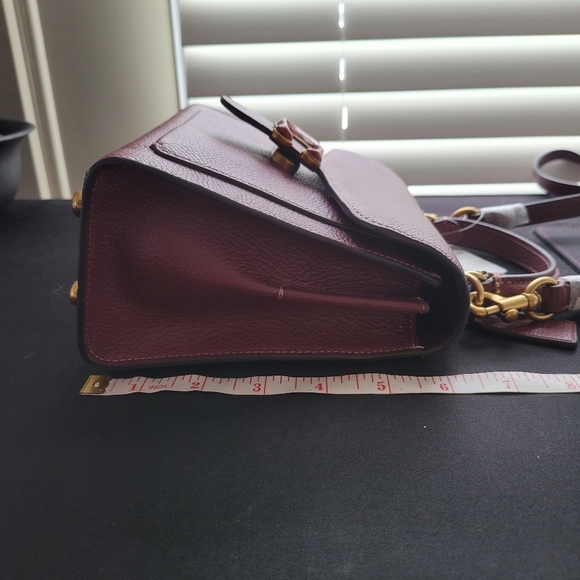 Sold-Tabby Pebbled Leather Flap Bag- Deep Red - Picture 6 of 12